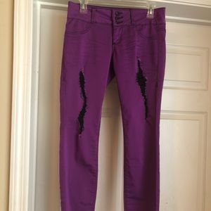 Purple distressed pants